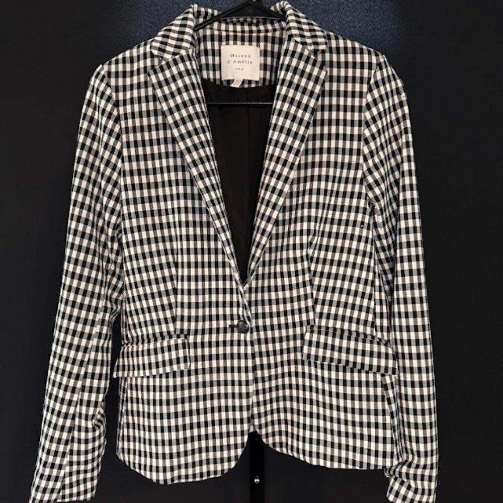 Maison d'Amelie Paris Black and White Plaid Check Blazer